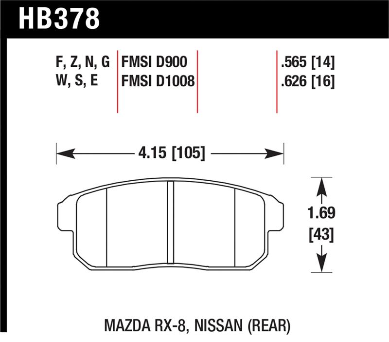 Nissan Sentra Spec V Brake Pads - Rear - Hawk Performance - HPS Street - `03-`06